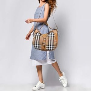 ❤️SOLD Burberry Ashwood Convertible Hobo House Check Canvas Medium